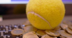 Sportwetten Tennisball Laptop Geldmünzen